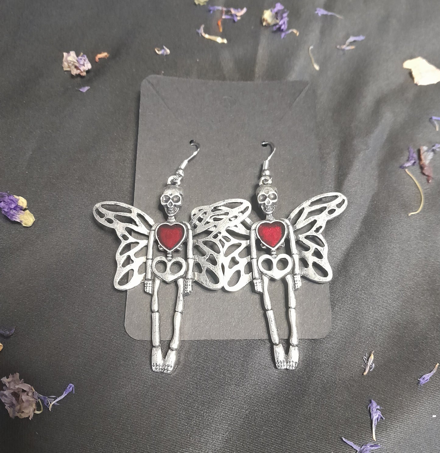 Earrings - Fairy skeleton. Silver.