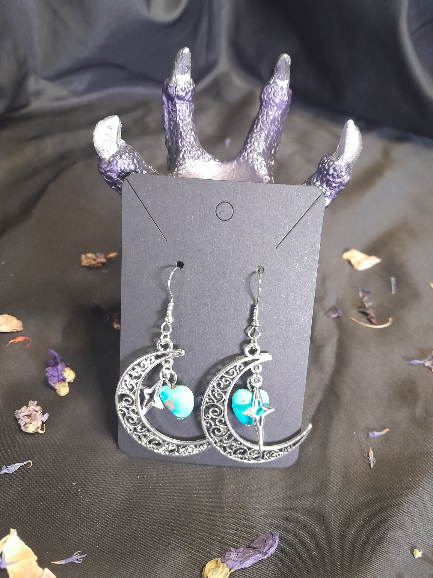 Earrings - Silver moon/Howlite