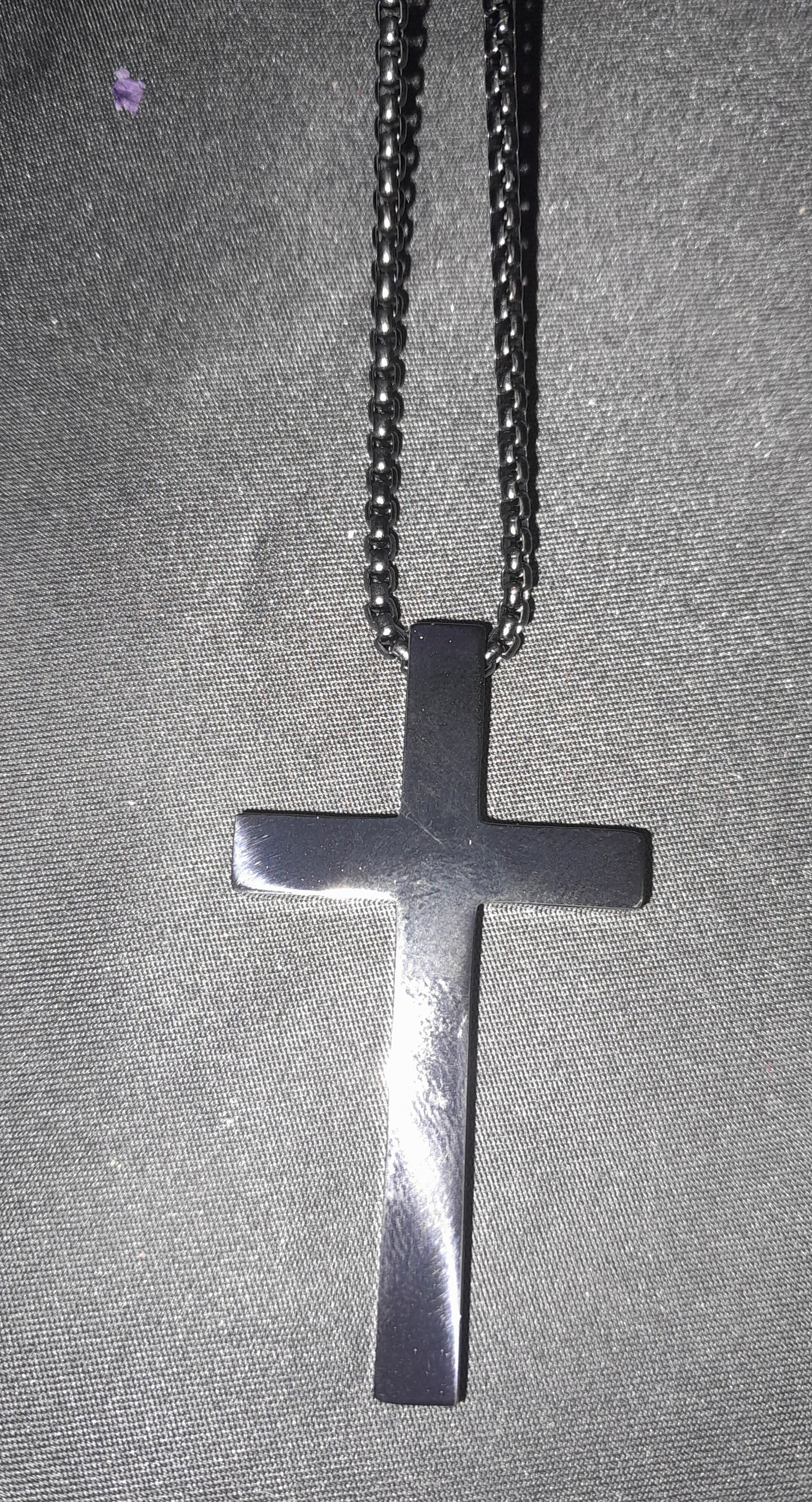 Black cross necklace -L