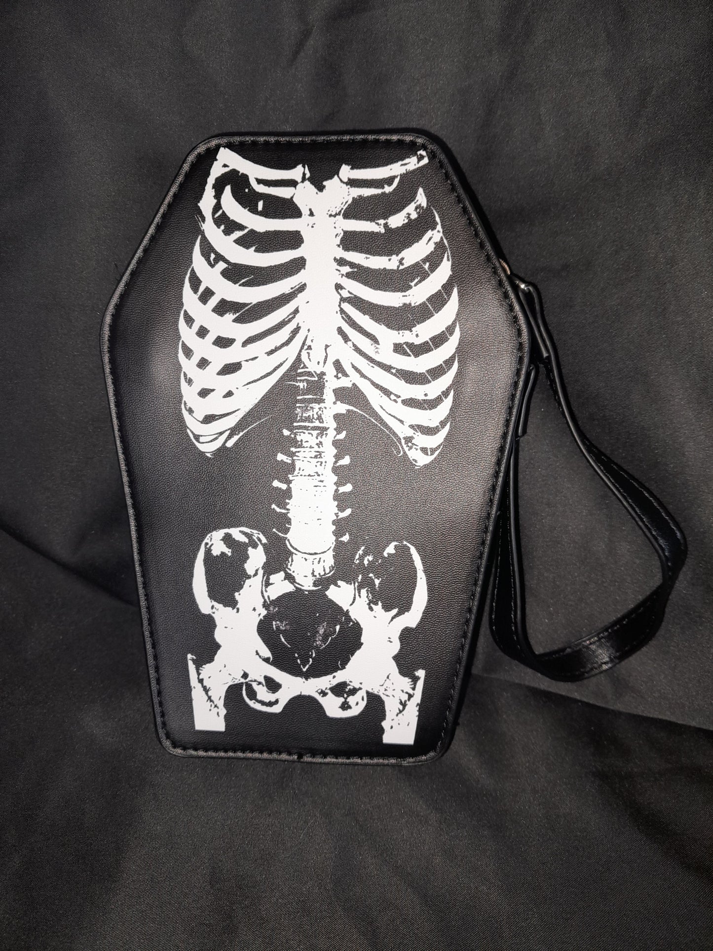 Skeleton coffin shaped bag