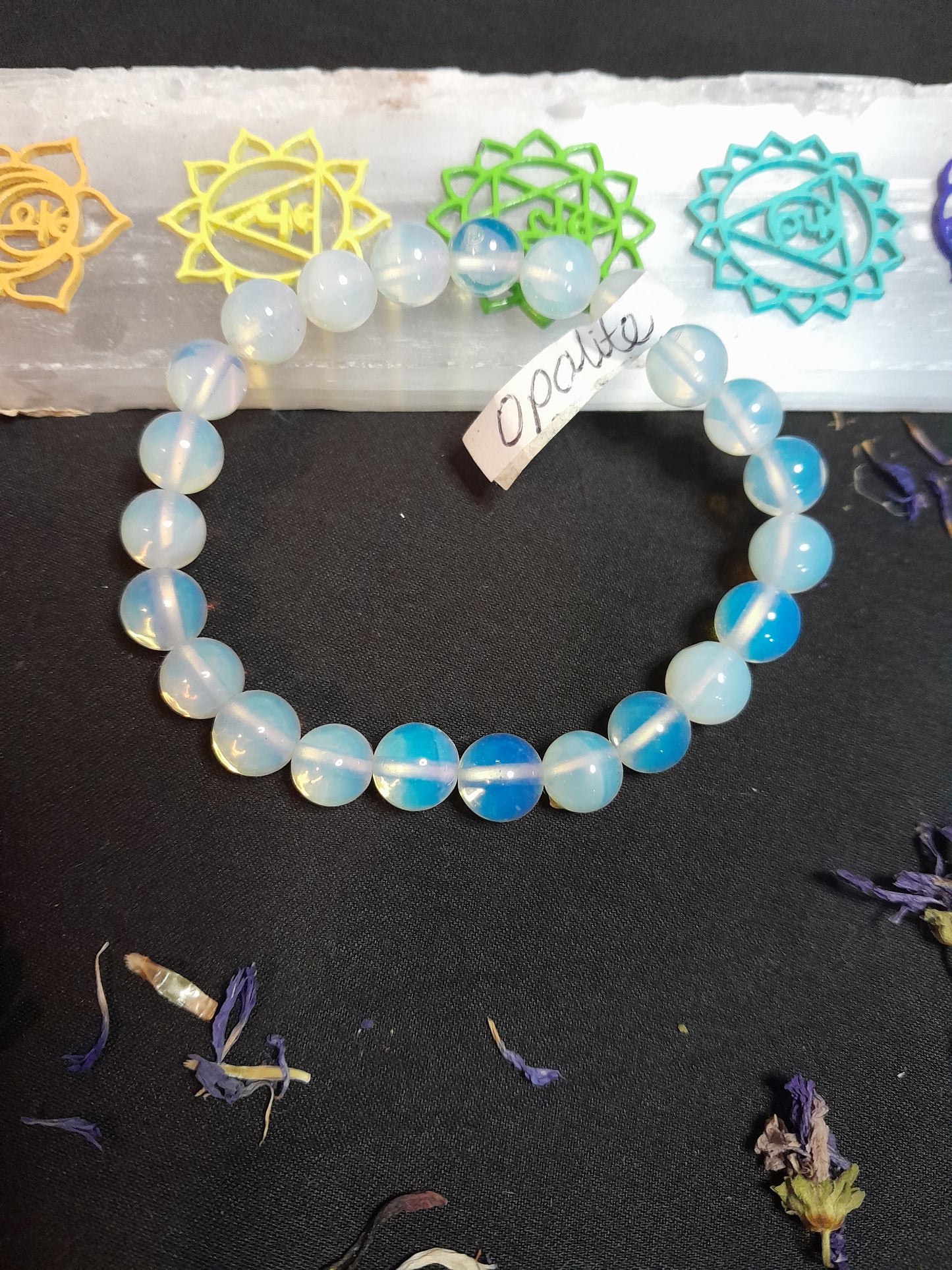 Crystal bead bracelet - Opalite