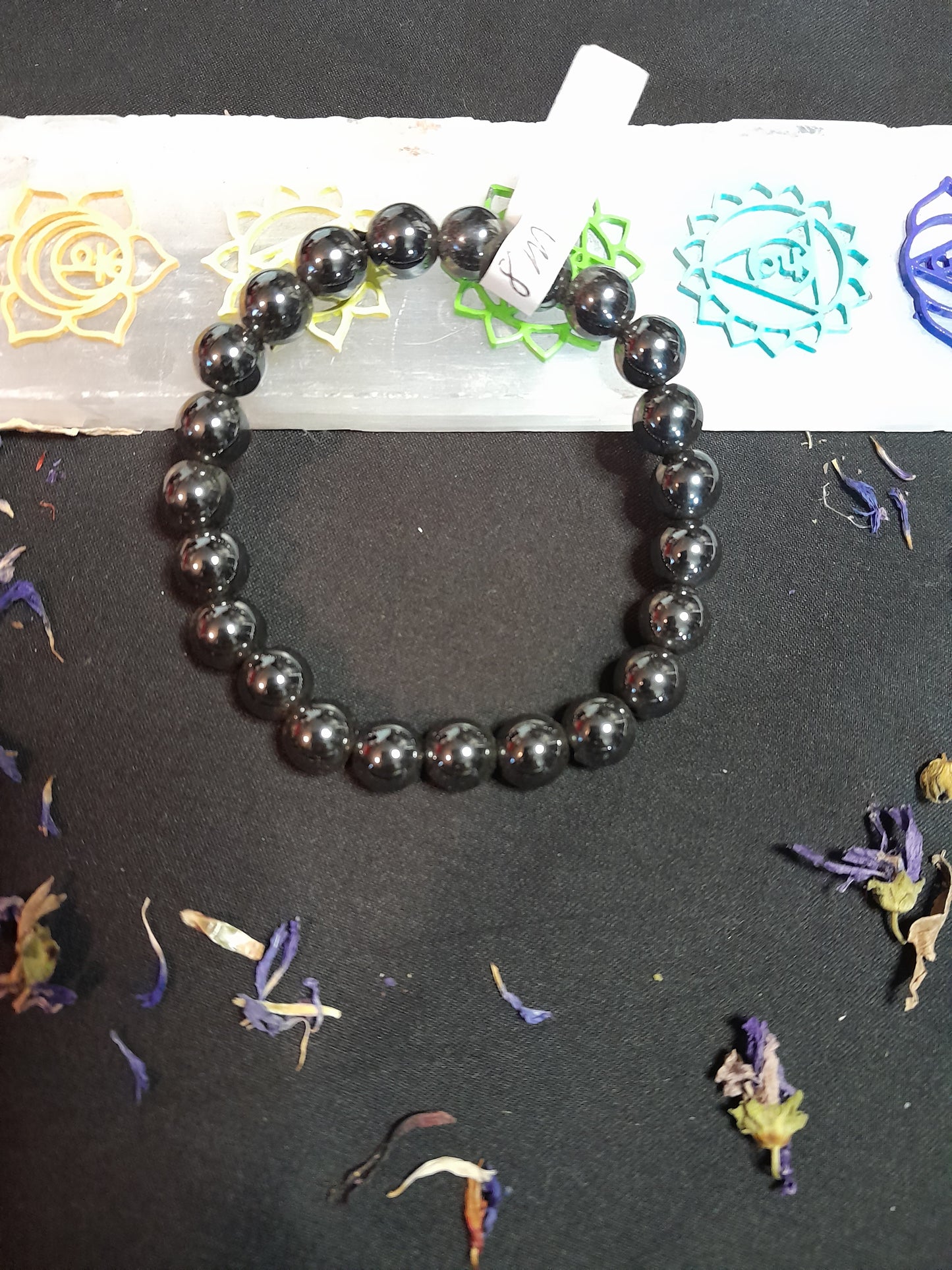 Crystal bead bracelet - Hematite