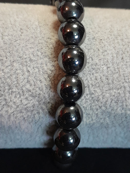 Crystal bead bracelet - Hematite