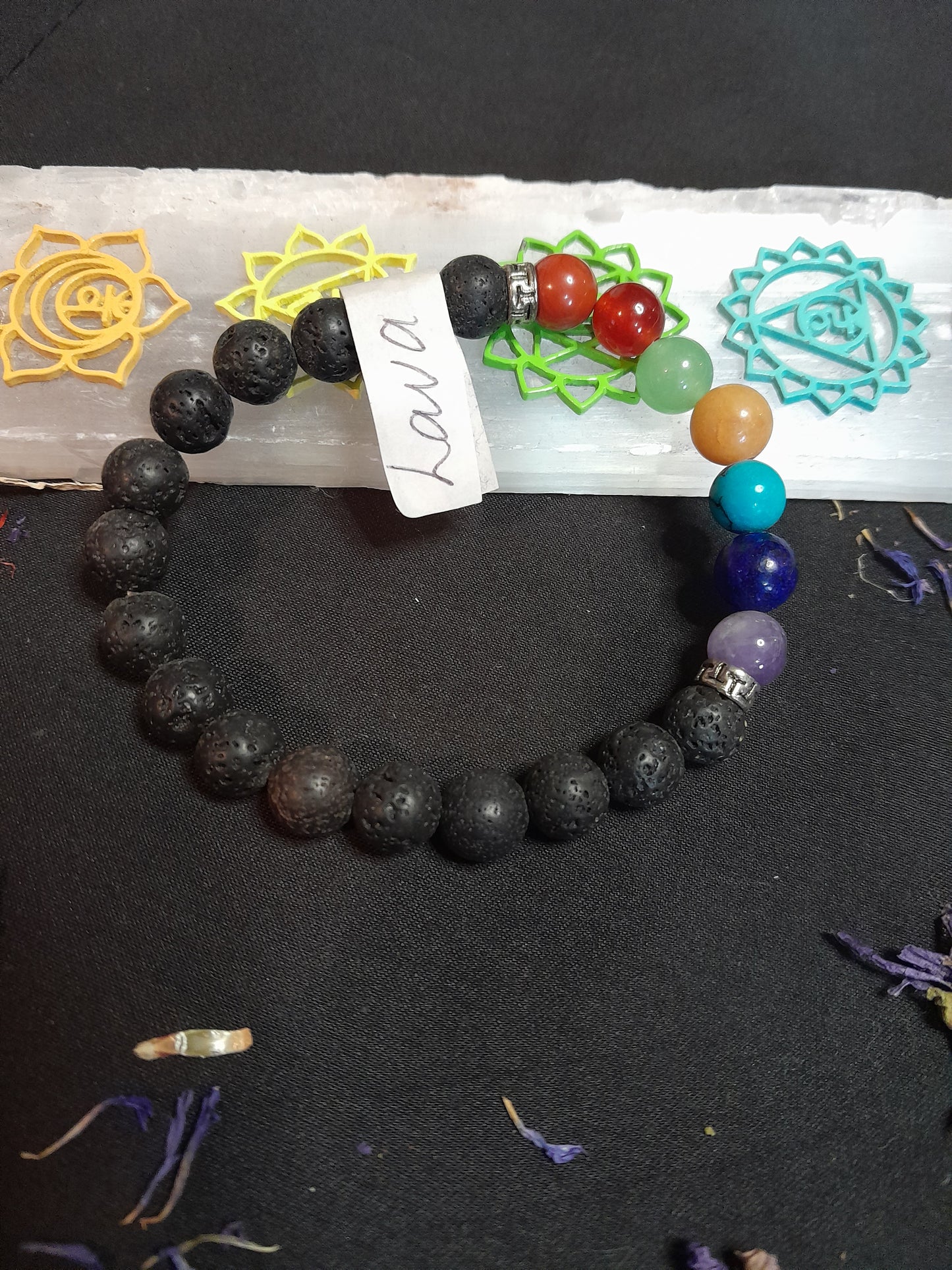 Crystal bead bracelet - Lava/chakra