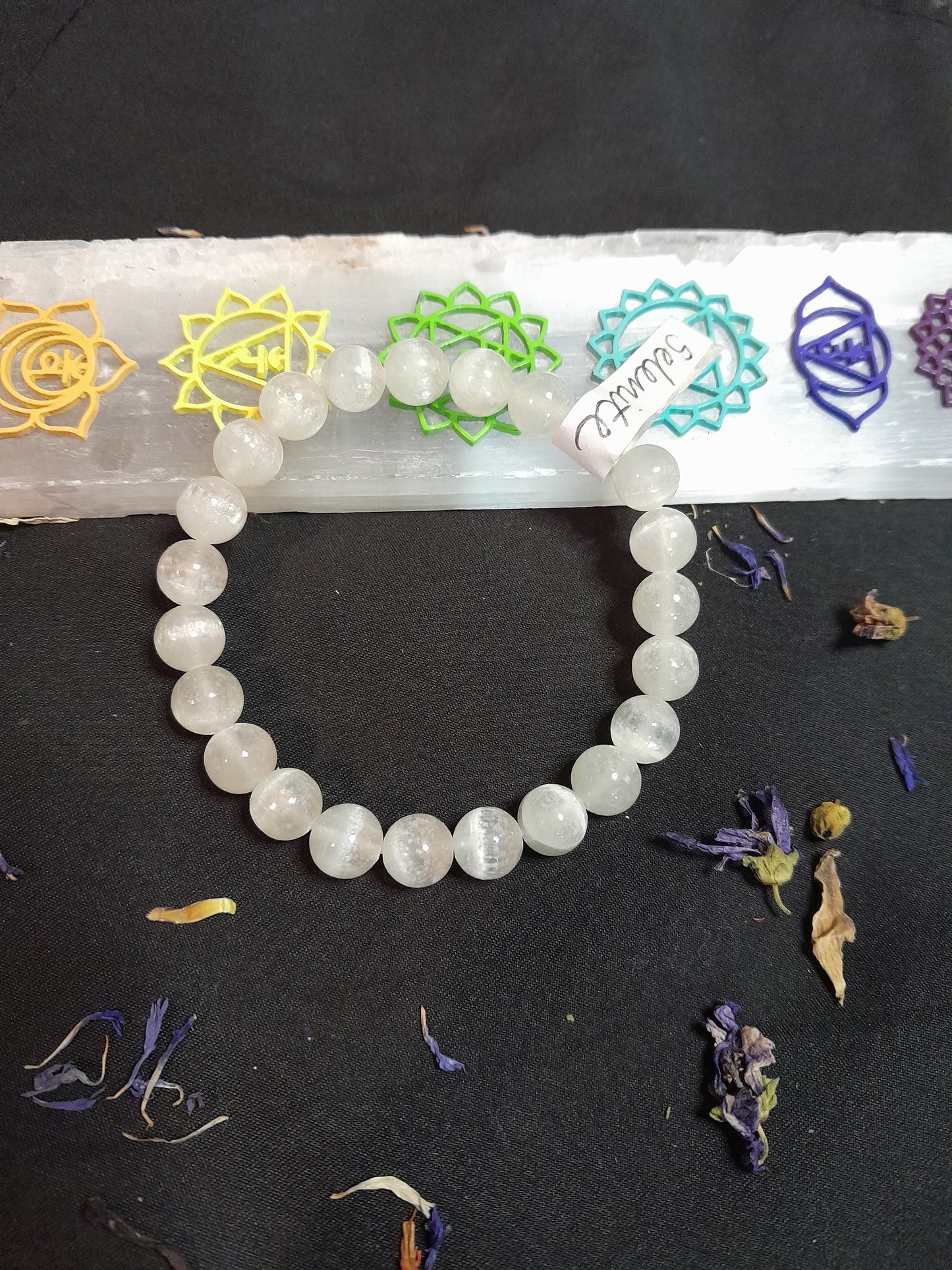 Crystal bead bracelet - Selenite