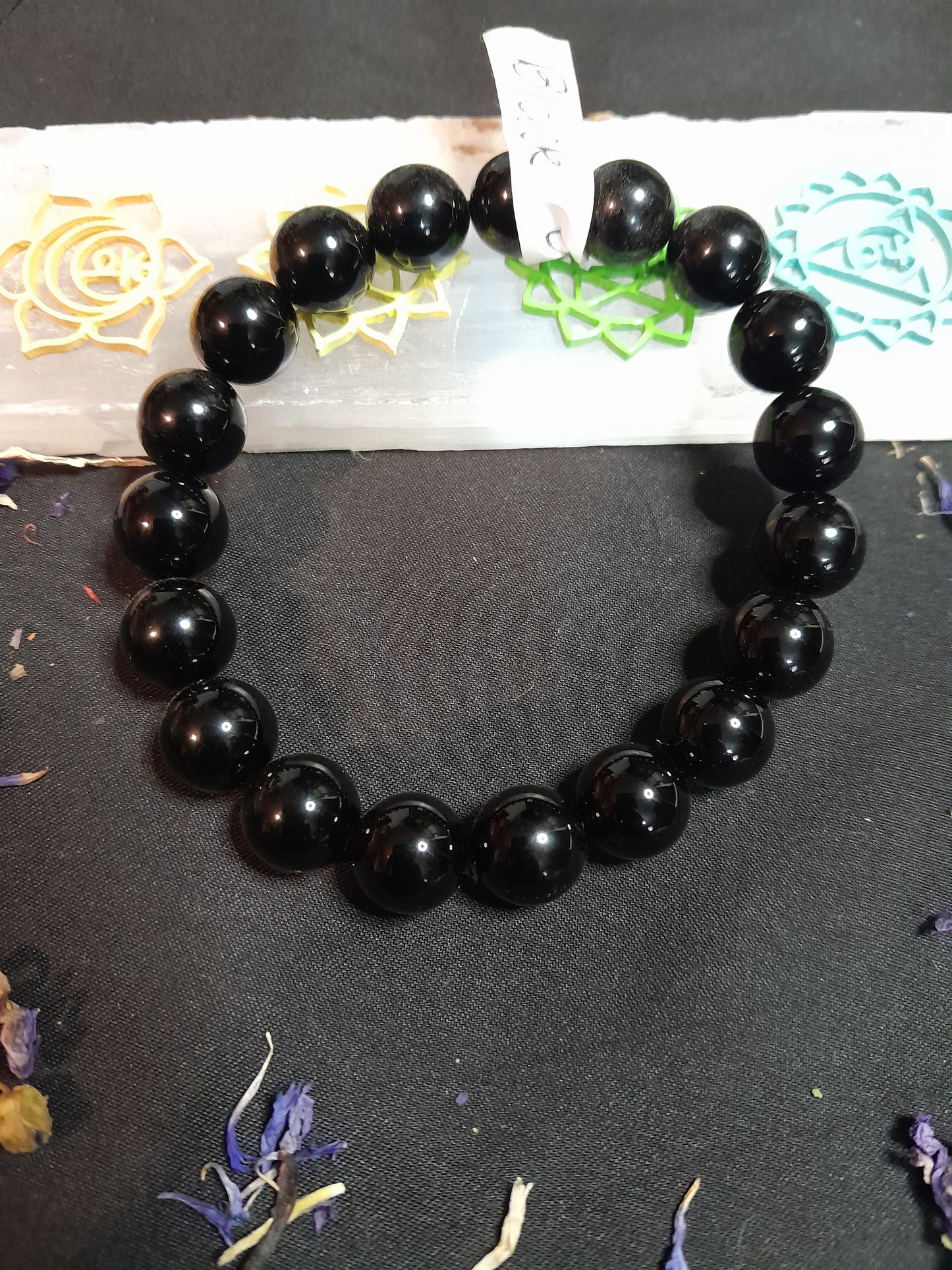 Crystal bead bracelet - Black obsidian