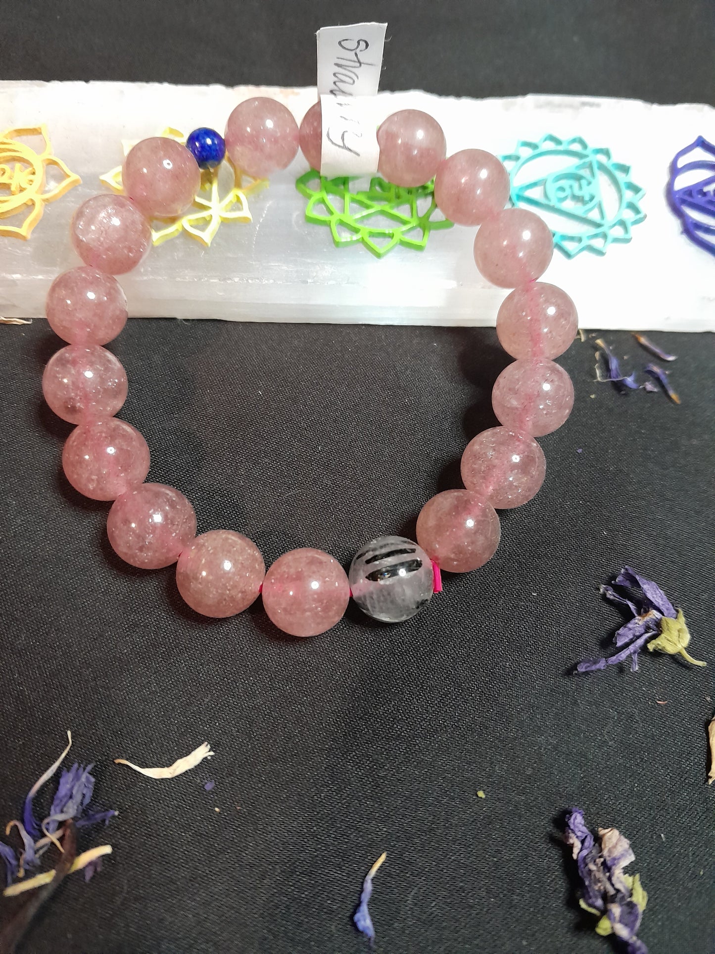 Crystal bead bracelet - Strawberry Quartz