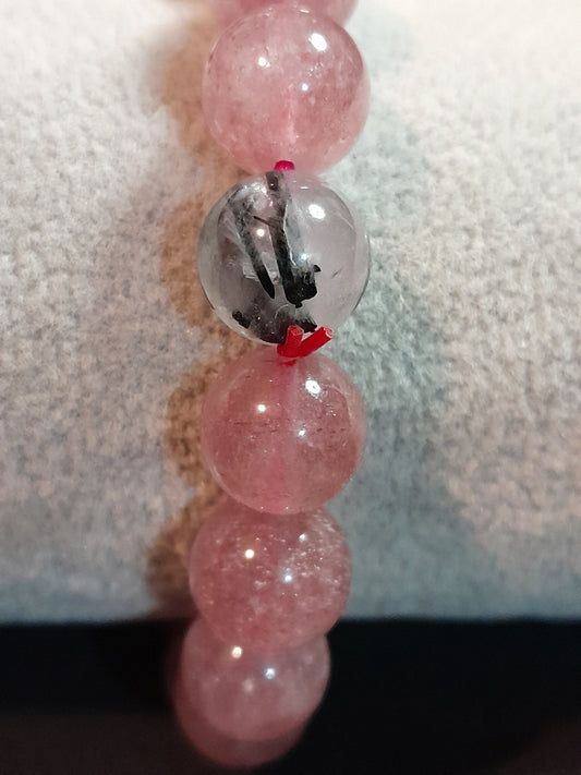 Crystal bead bracelet - Strawberry Quartz