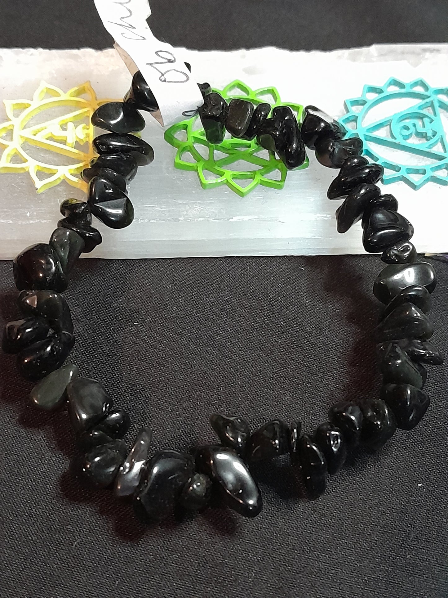 Crystal chip bracelet - Silver sheen obsidian