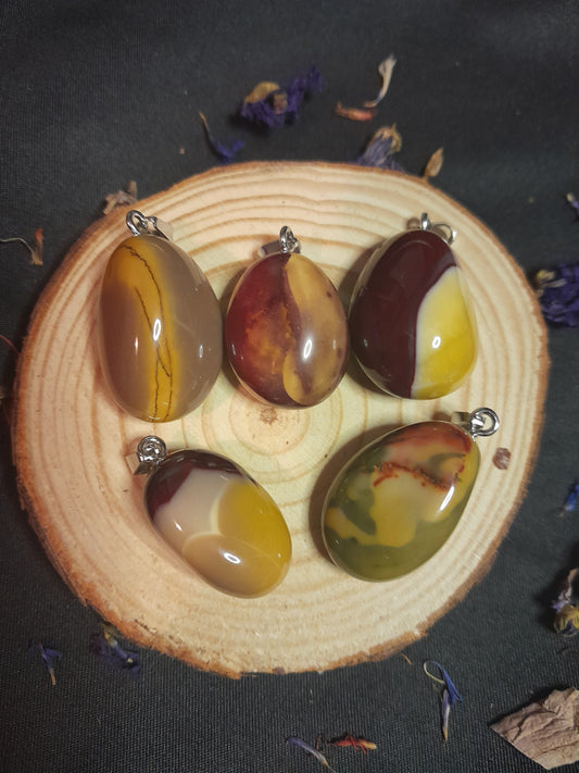 Mookaite crystal pendants