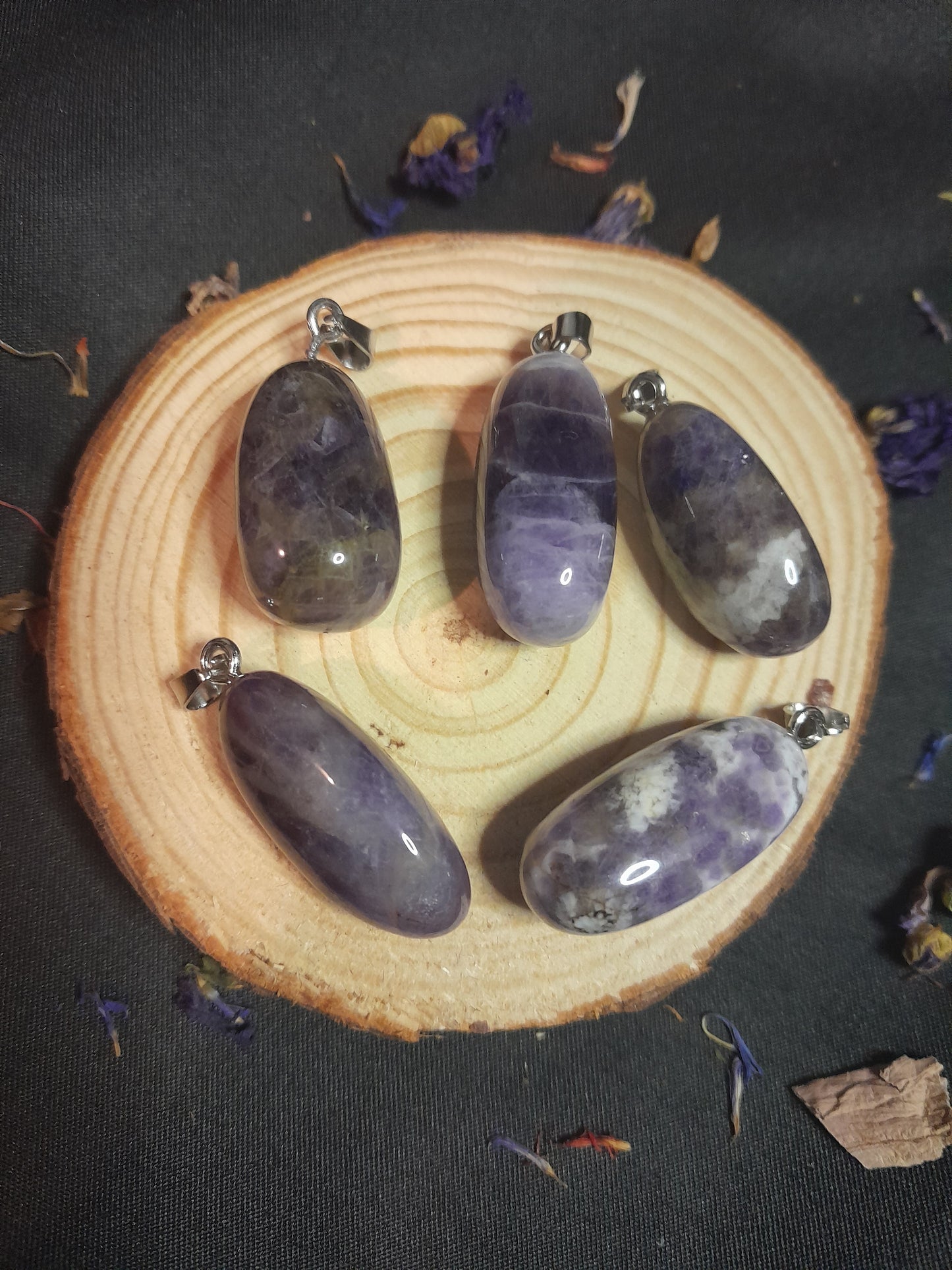 Amethyst crystal pendants