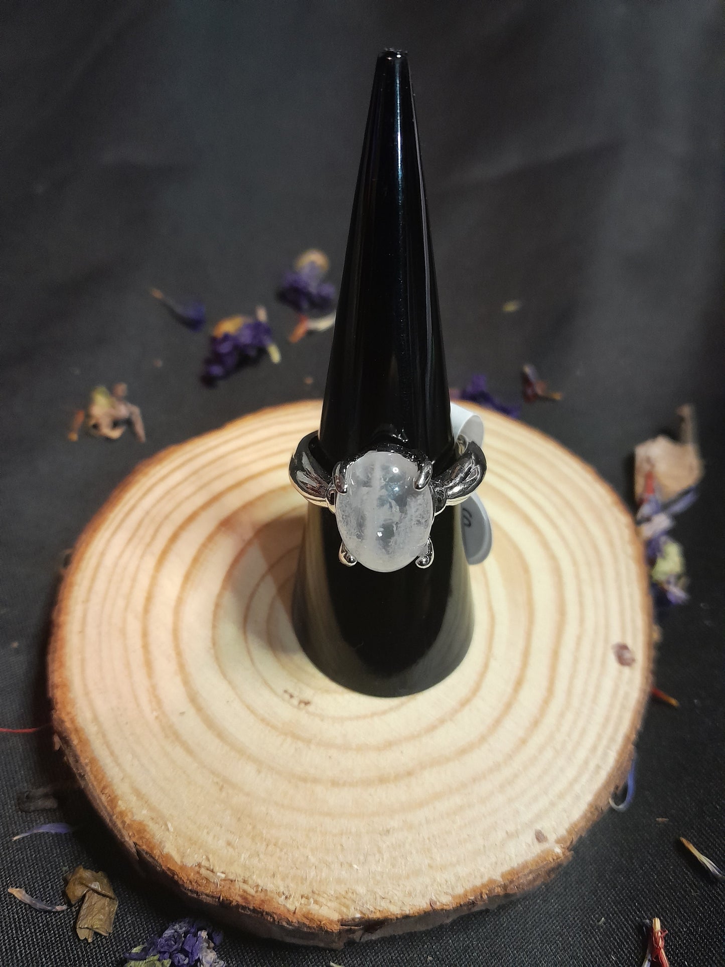 Clear quartz crystal ring