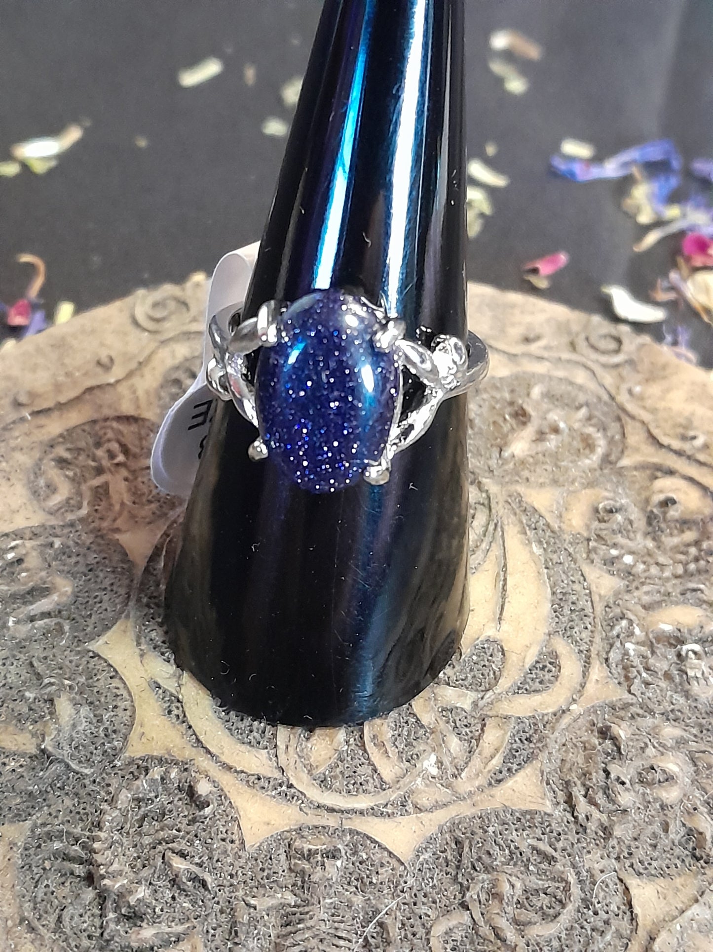 Blue sandstone crystal rings