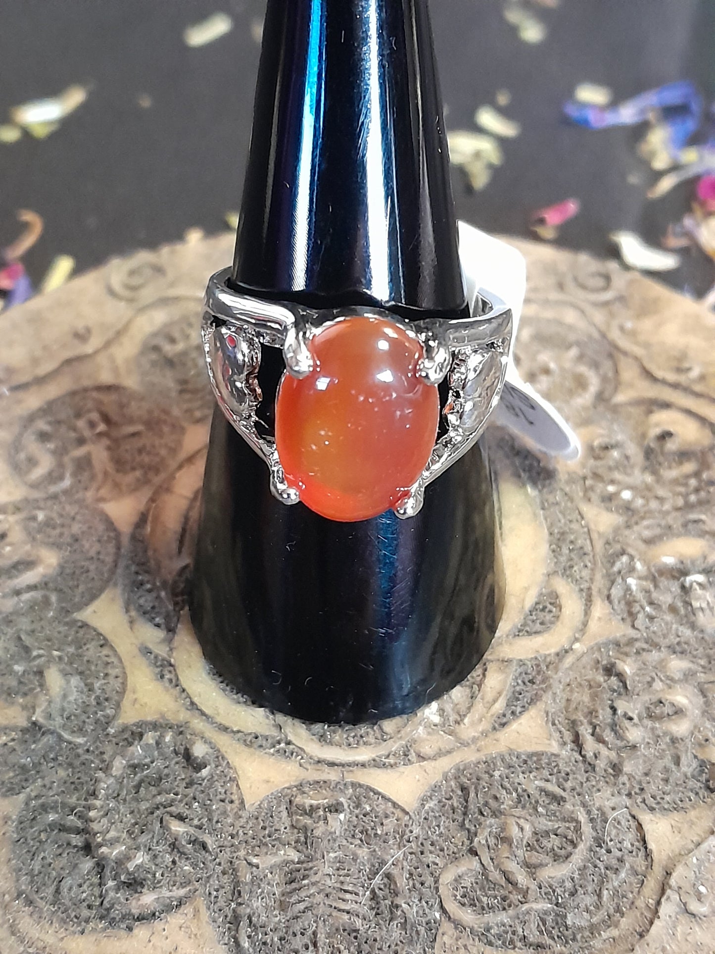 Carnelian crystal rings