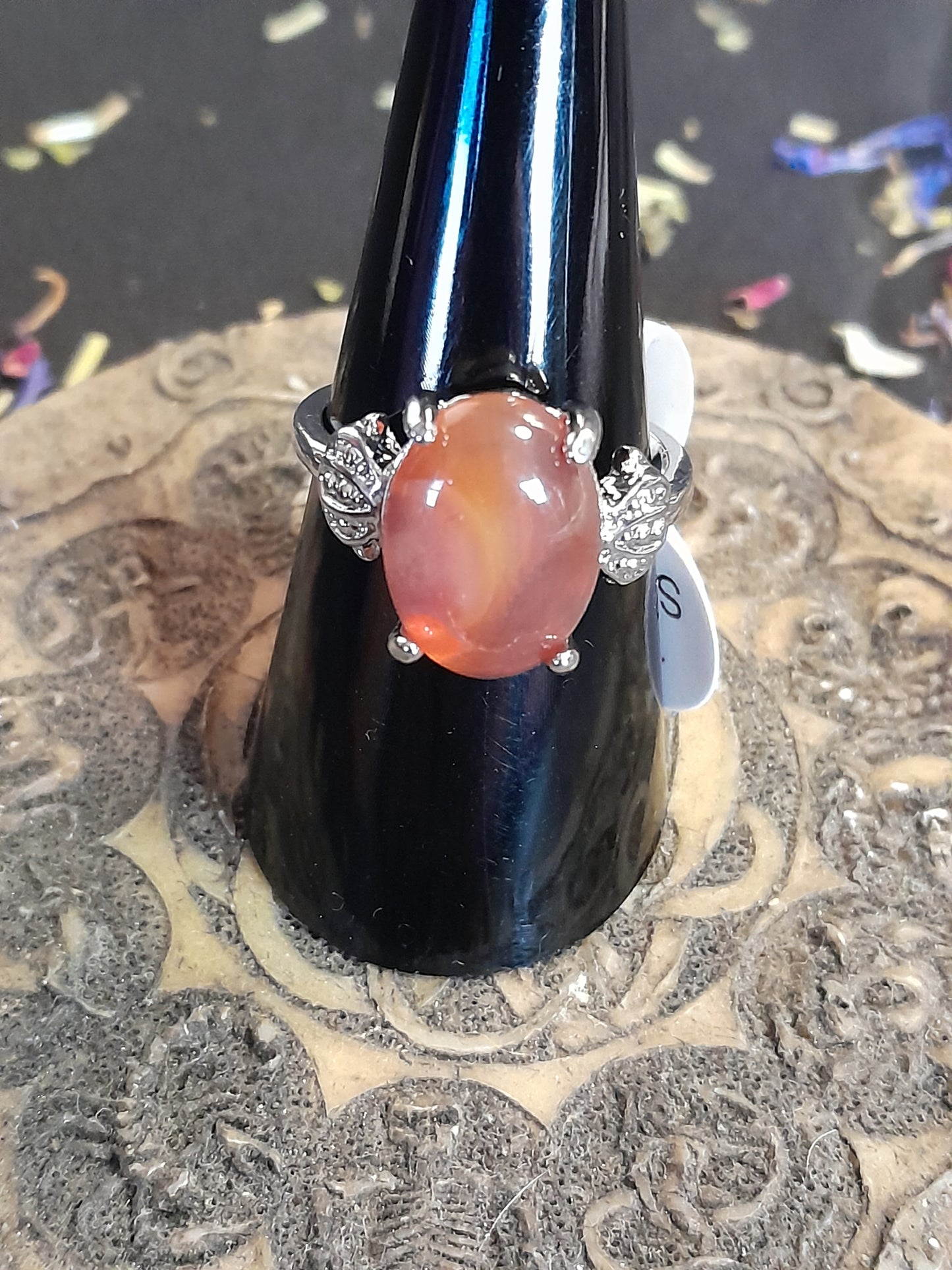 Carnelian crystal rings