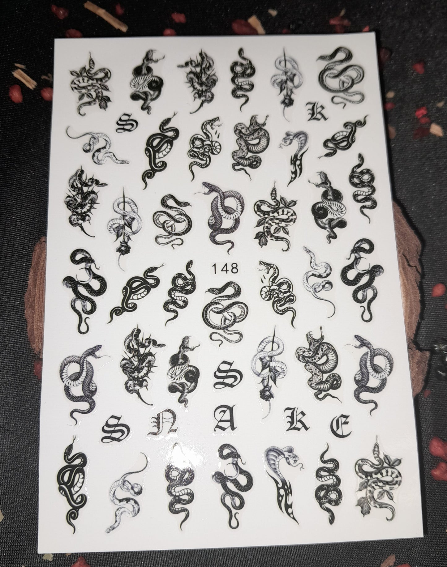 Nail stickers - Black/white snake