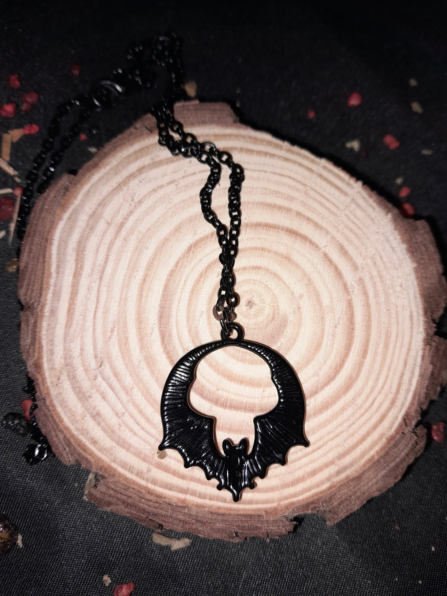 Black bat necklace