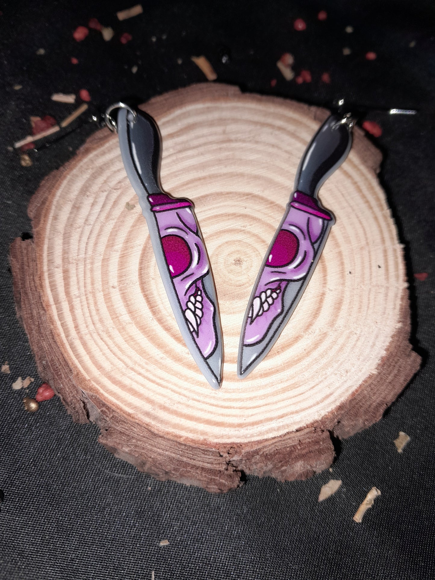 Skull blade earrings