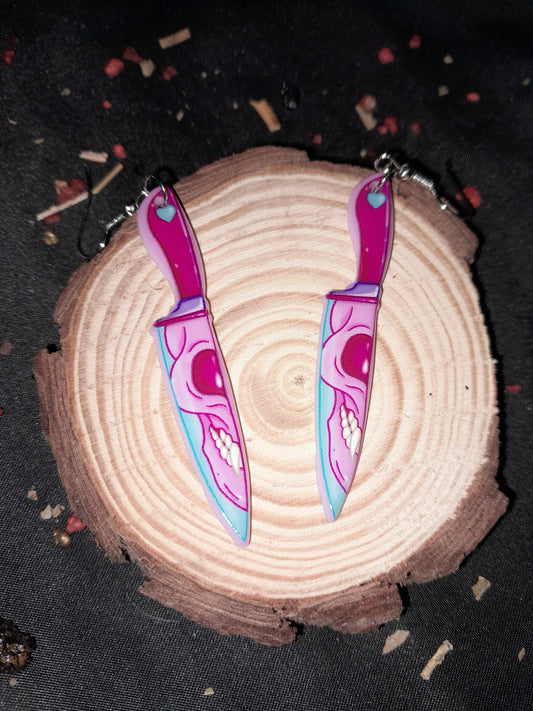 Pink blade earrings