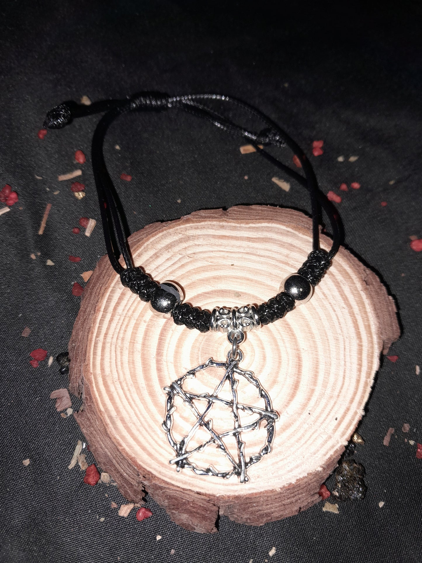 Witches pentacle bracelet-Blk