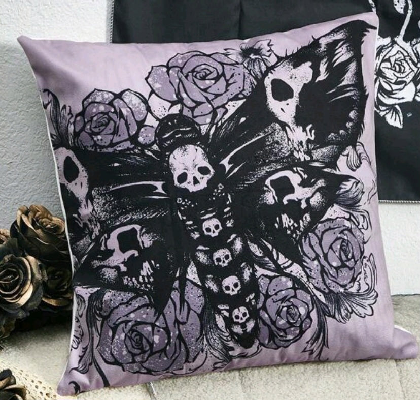 Skull moth cushion cover