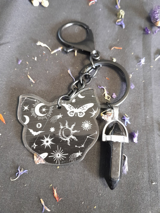 Keyring - Obsidian cat