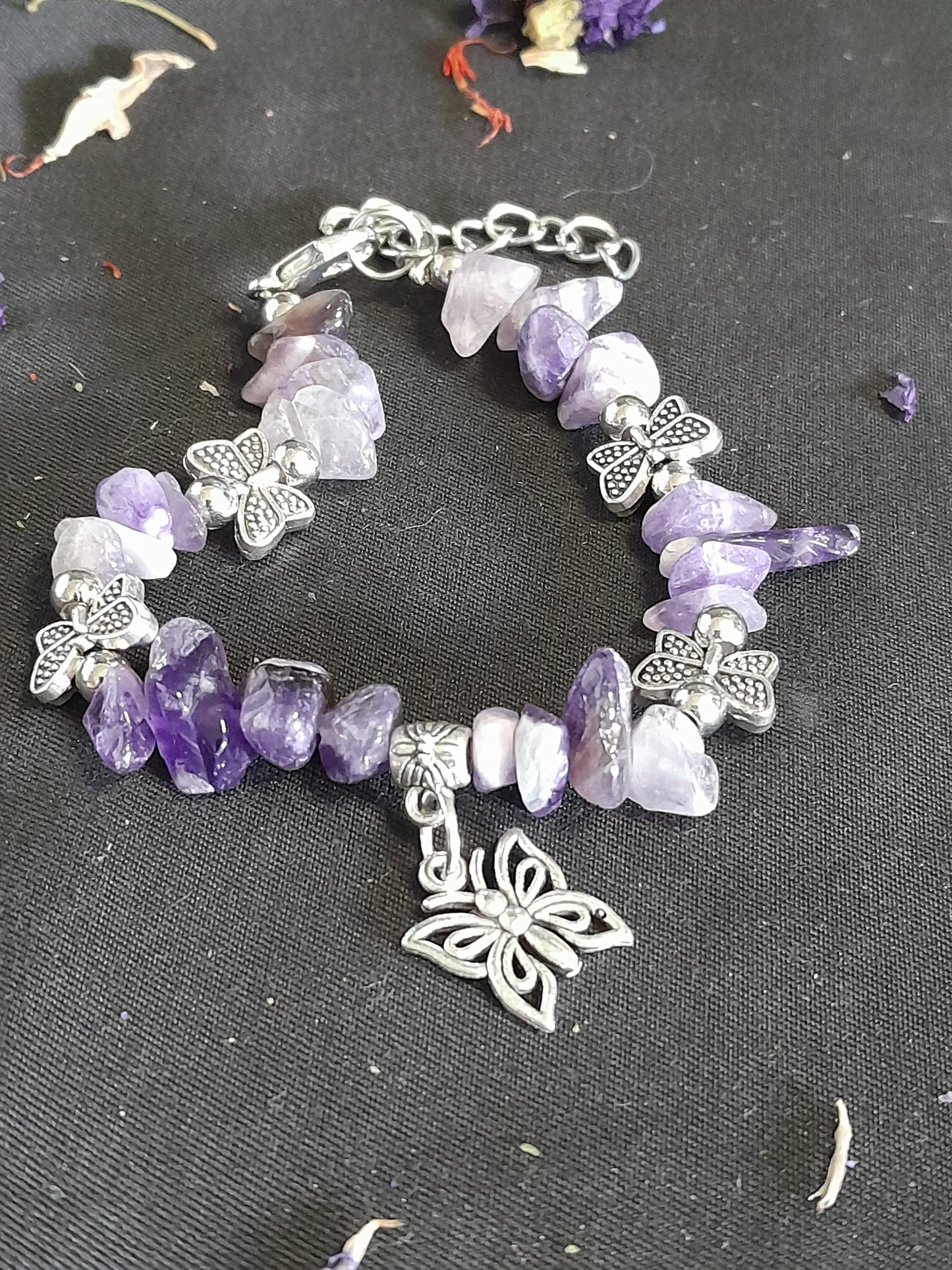 Crystal chip bracelet - butterfly