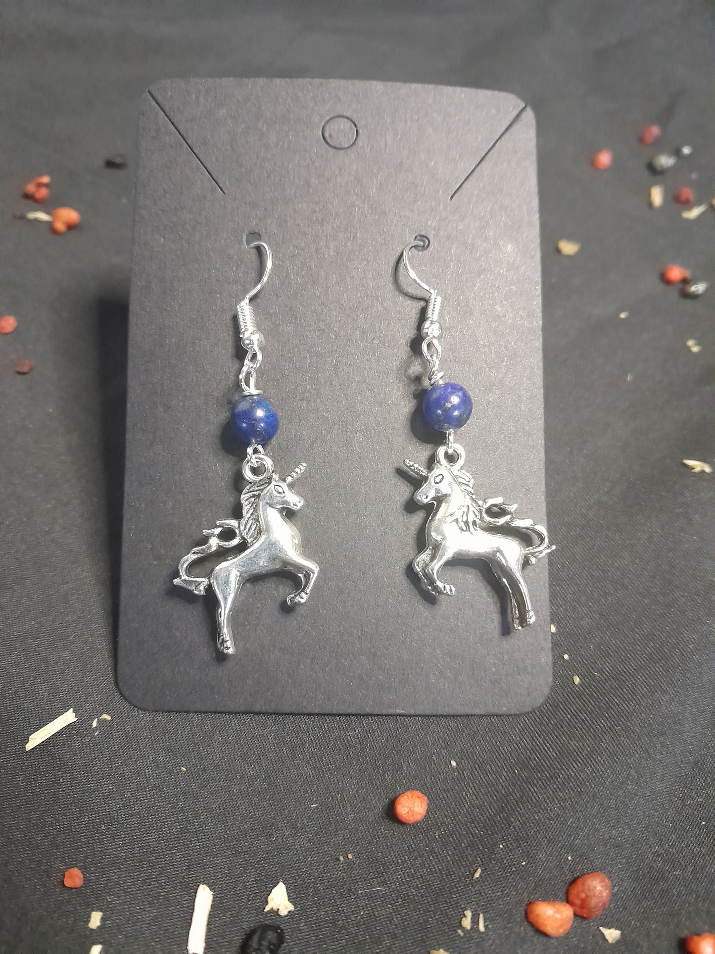 Crystal charm earrings-Unicorn