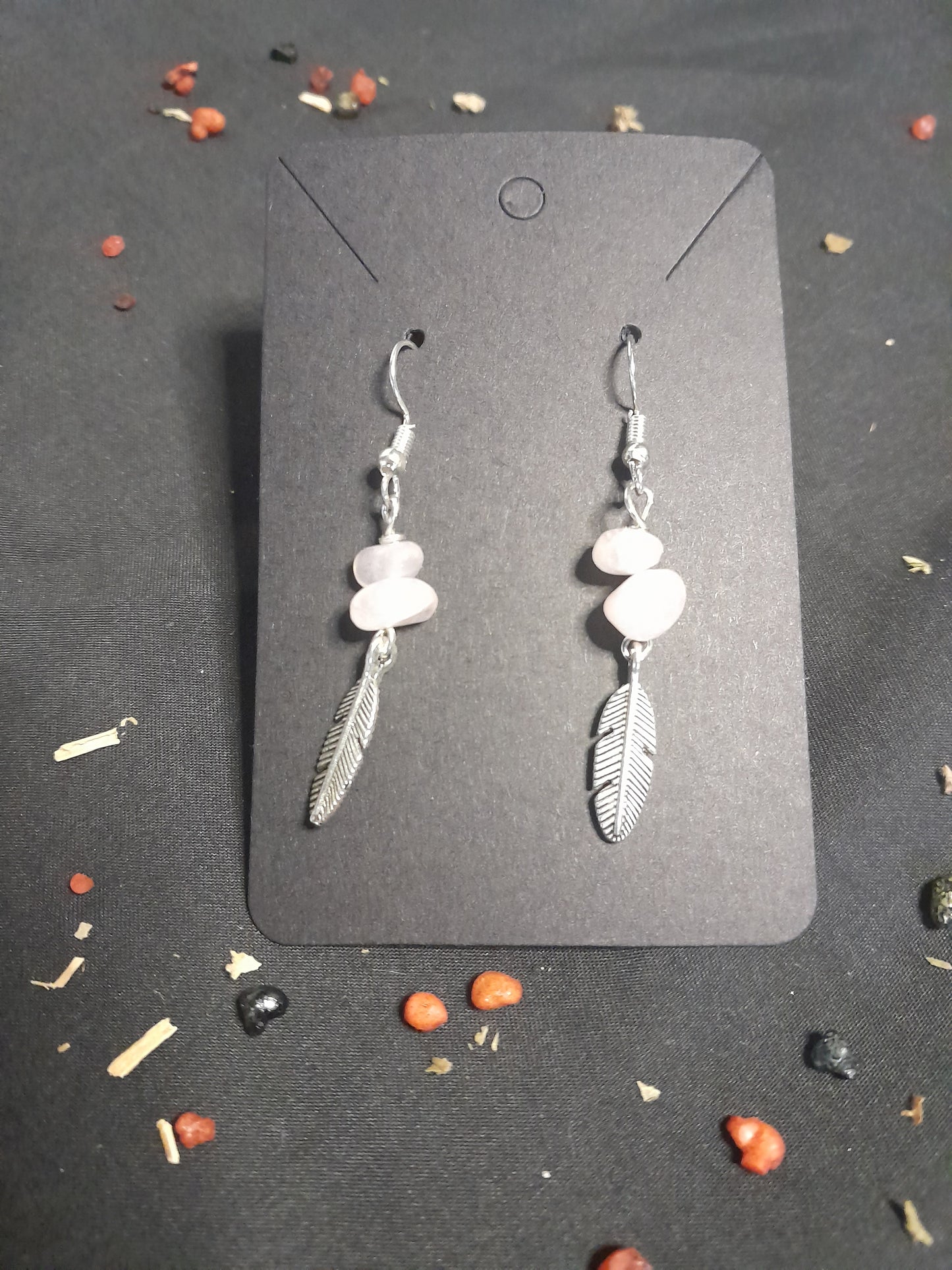 Crystal charm earrings- Feather