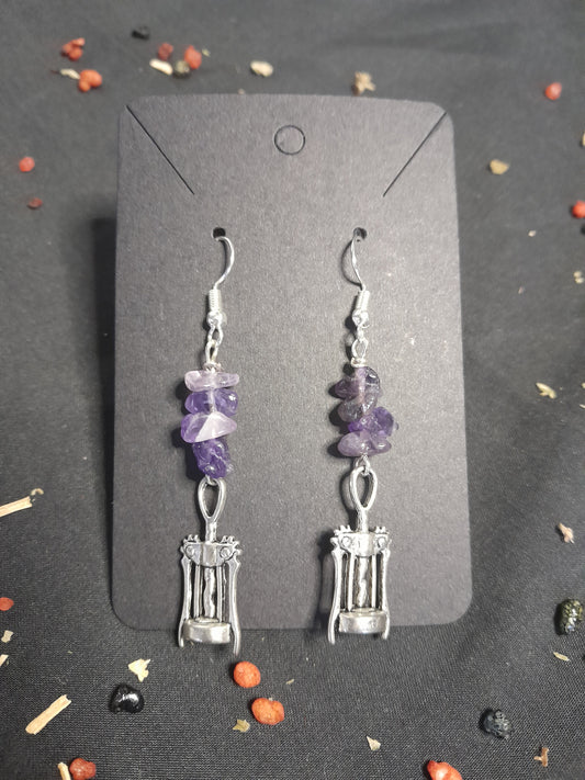 Crystal charm earrings- wine opener