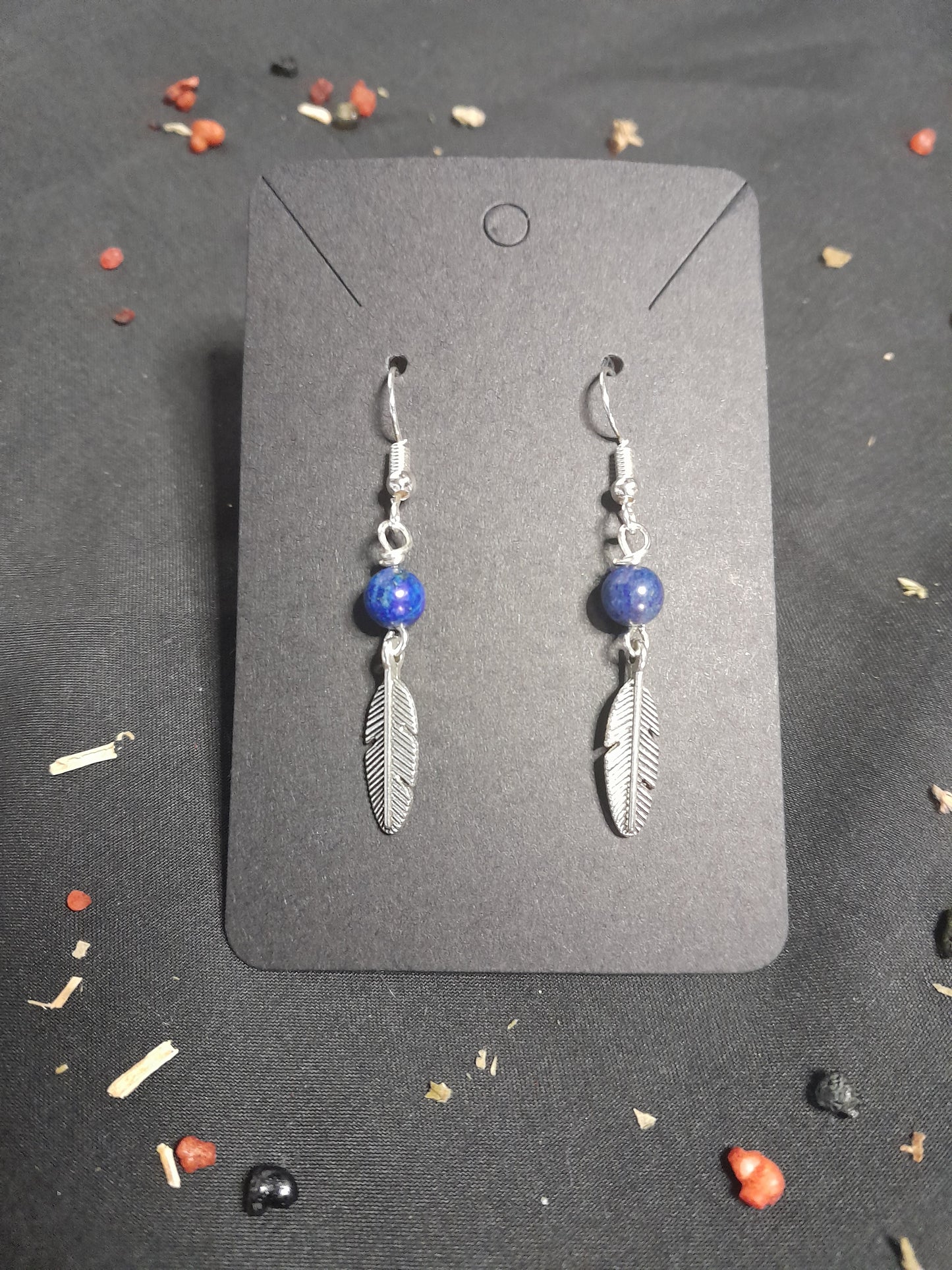 Crystal charm earrings- Feather