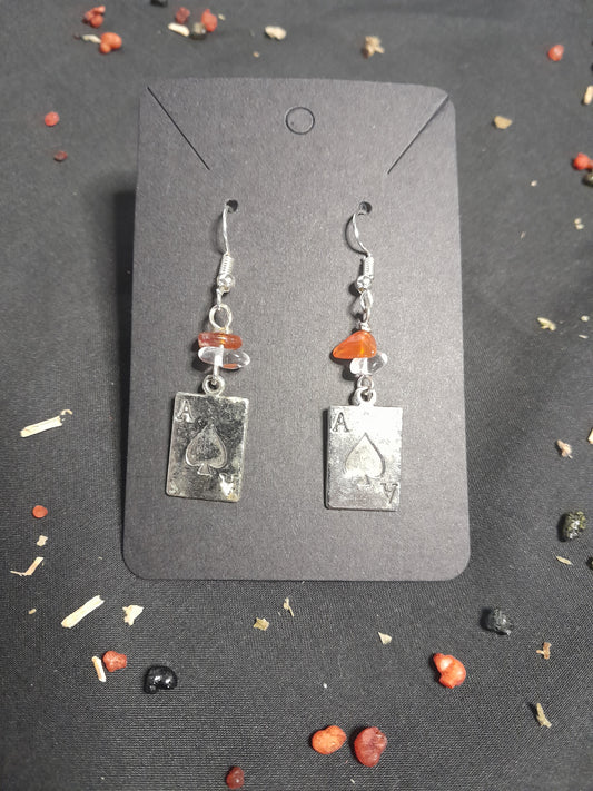 Crystal charm earrings- Ace of spades