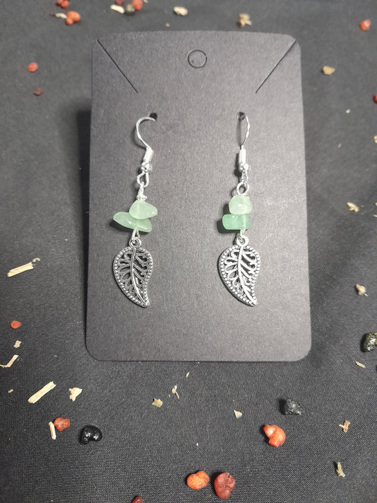 Crystal charm earrings- leaf