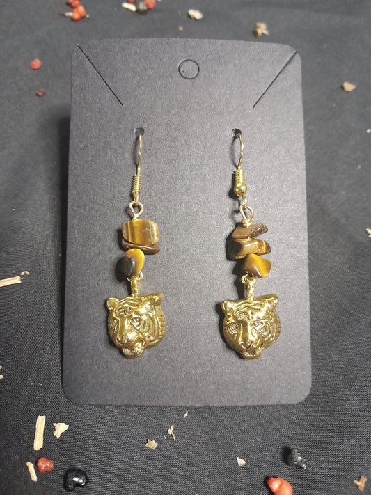 Crystal charm earrings- Tiger