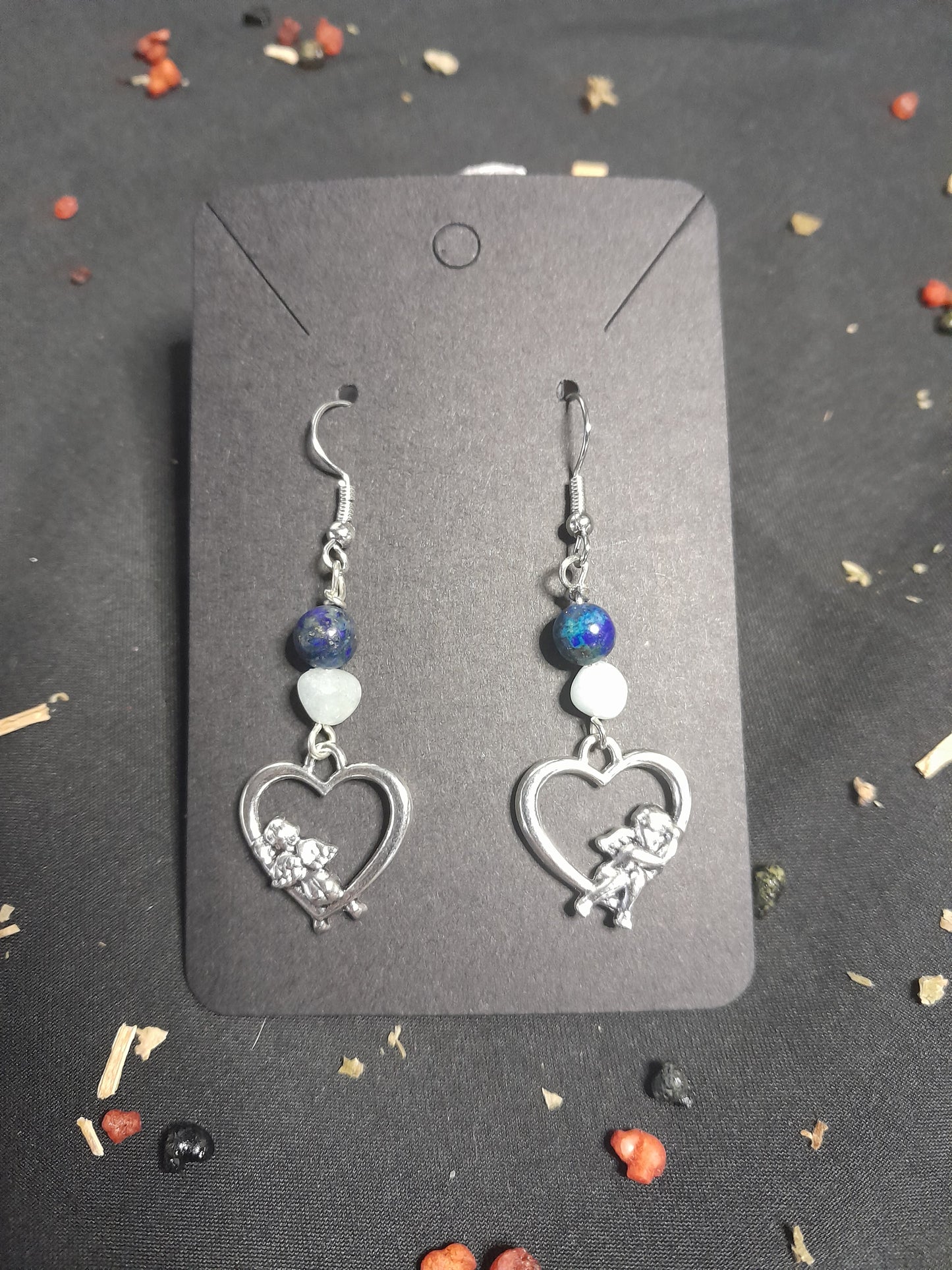 Crystal charm earrings- Angel heart