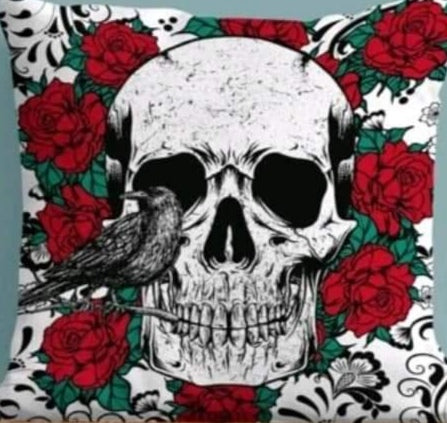 Flowering Skull Cushion Cover