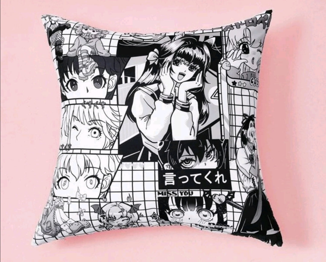 Anime -Blk/Wht Cushion Cover