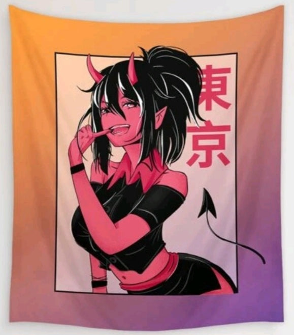 Anime Devil girl Tapestry