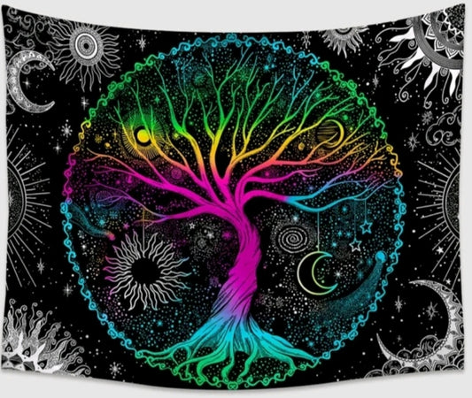 Rainbow Tree of Life Tapestry