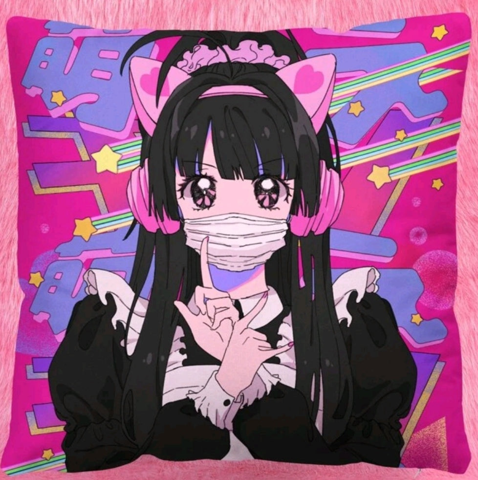 Anime Cushion Cover - Anime cat girl